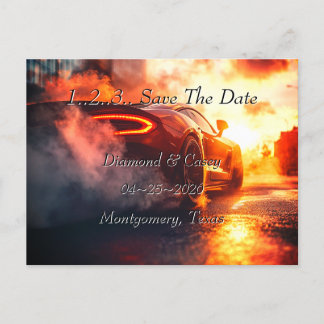 Auto bruiloft Save the date aankondiging