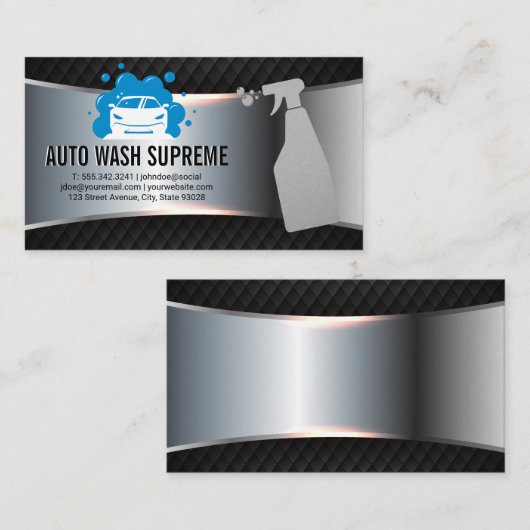 Auto Bubbles Logo | Autowassenprayflesje Visitekaartje (Voorkant / Achterkant)