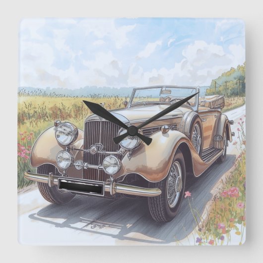 AUTO CAR DESIGN VIERKANTE KLOK (Voorkant)