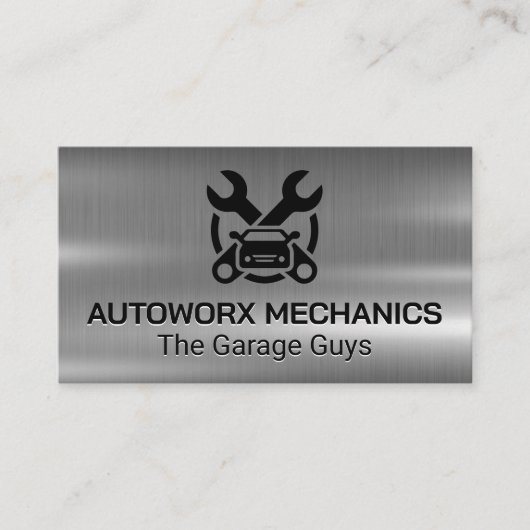Auto Car Repair Services Icons | Metallic Visitekaartje (Voorkant)