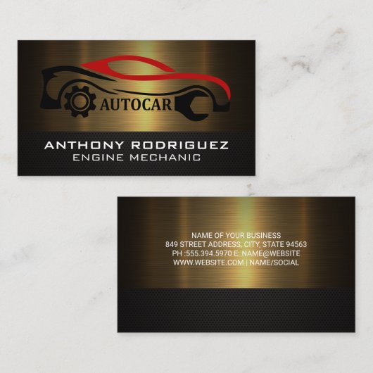 Auto Car Sleutel Logo | Monteur Reparatie Visitekaartje (Voorkant / Achterkant)