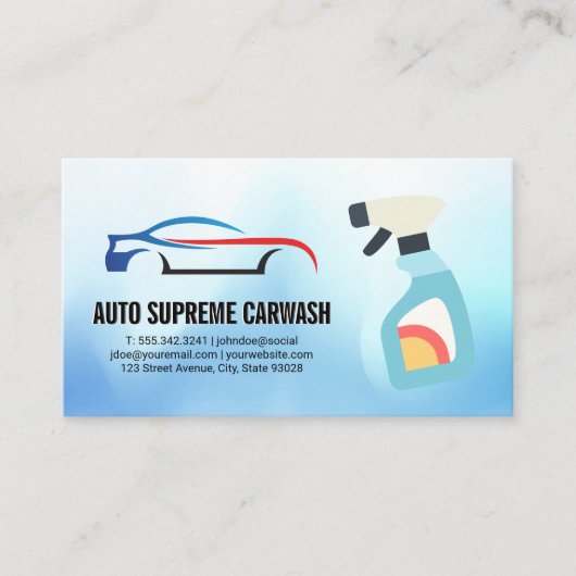 Auto Car Wash Spray Logo Visitekaartje (Voorkant)