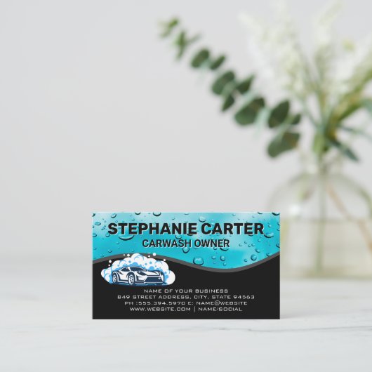 Auto Car Wash Waterparels  Visitekaartje (Staand voorkant)