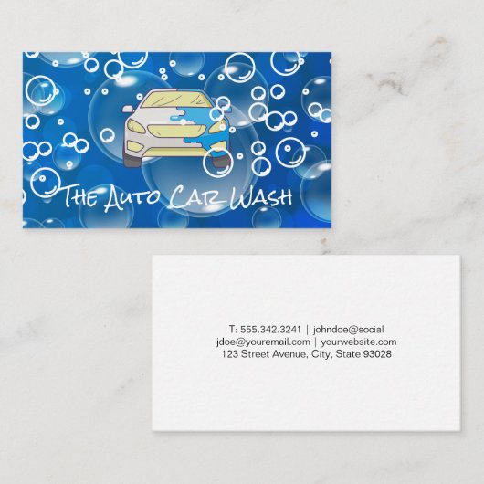 Auto Car Wash | Zeepbellen Achtergrond Visitekaartje (Voorkant / Achterkant)