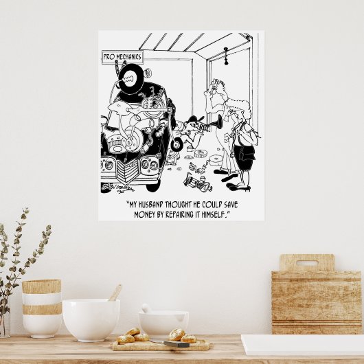 Auto Cartoon 9204 Poster (Keuken)