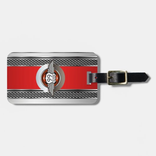 Auto Chrome Route 66 Bagagelabel (Voorkant horizontaal)