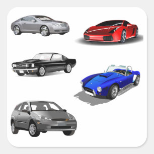 Auto Collectie Illustratie Moderne Klassieke Sport Vierkante Sticker