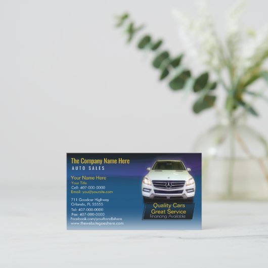 Auto Dealership-Auto Sales Associate Visitekaartje (Staand voorkant)