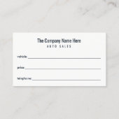 Auto Dealership-Auto Sales Associate Visitekaartje (Achterkant)