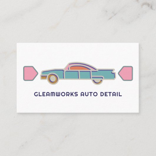 Auto Detail Auto Wassen Valeting Retro Cool Visitekaartje (Voorkant)