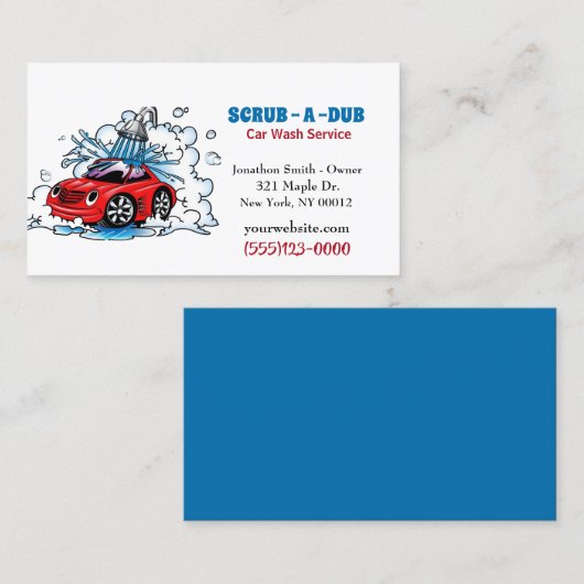 Auto Detail Car Wash Service Visitekaartje (Voorkant / Achterkant)