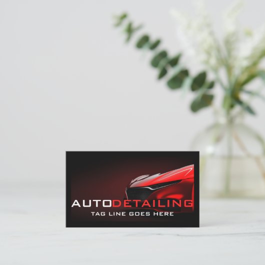 Auto Detail Moderne Rode Auto Reiniging QR-code Visitekaartje (Staand voorkant)