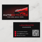 Auto Detail Moderne Rode Auto Reiniging QR-code Visitekaartje (Voorkant / Achterkant)