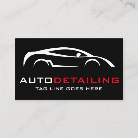 Auto Detail Moderne Zwarte Auto Reiniging Visitekaartje (Voorkant)