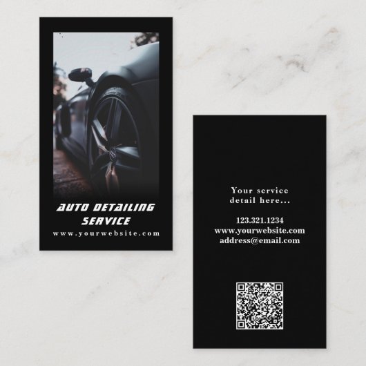 Auto Detail Professionele Automobiel QR Code Visitekaartje (Voorkant / Achterkant)