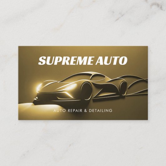 Auto Detail, Reparatie, Auto Shop 3D Goud Modern Visitekaartje (Voorkant)