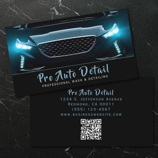 Auto Detail Schoonmakende Dienst QR Code Visitekaartje
