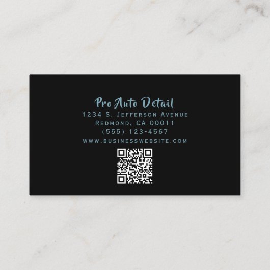 Auto Detail Schoonmakende Dienst QR Code Visitekaartje (Achterkant)