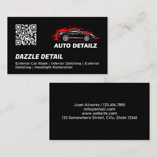 Auto Detailer Custom Logo Zwart Visitekaartje (Voorkant / Achterkant)