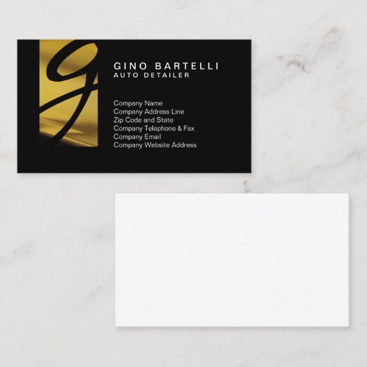 Auto Detailer Gele Auto Monogram Automobiel Visitekaartje (Voorkant / Achterkant)