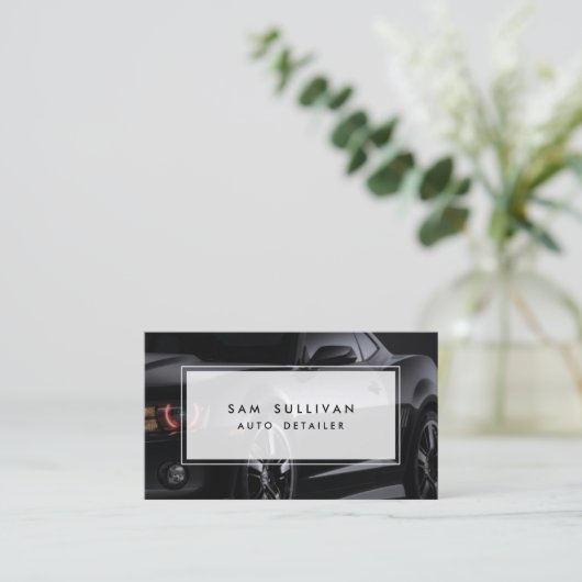 Auto Detailer Glanzend Zwart Autoprofiel Automobie Visitekaartje (Staand voorkant)