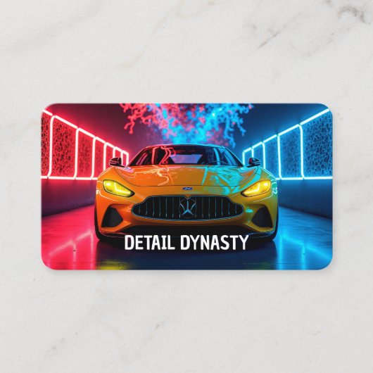 🚗 Auto Detailer Neon Visitekaartje (Voorkant)