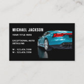 Auto Detailering, Auto Reparatie, Blauwe Auto QR C Visitekaartje (Voorkant)