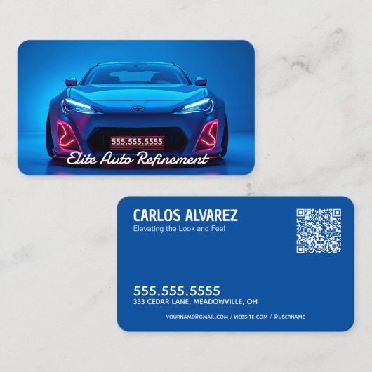 🚿 Auto Detailing Aangepaste QR Visitekaartje (Voorkant / Achterkant)