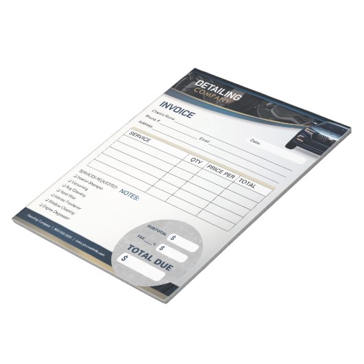 Auto Detailing Auto Cleaning Services Factuurformu Notitieblok (Schuin)