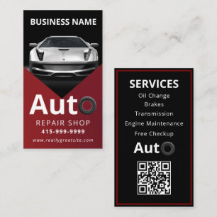 Auto Detailing Auto Reparatie Rood & zwart Visitekaartje