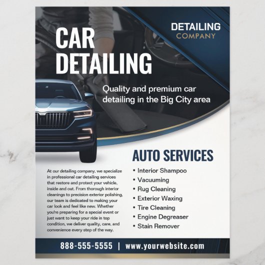 Auto Detailing Auto Schoonmaak Service Flyer Sjabl (Voorkant)
