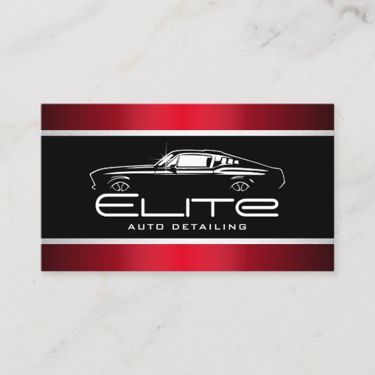 Auto Detailing Auto Spa Spier Auto Rood Metaal Visitekaartje (Voorkant)