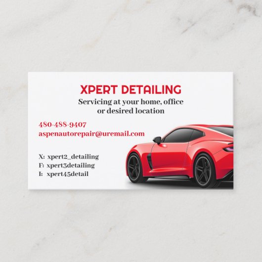 Auto Detailing Auto Visitekaartje (Voorkant)