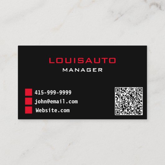 Auto Detailing Automotive Modern Zwart-wit Visitekaartje (Achterkant)