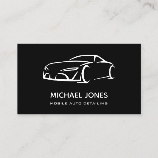 Auto Detailing, Automotive reparatie zwart Visitekaartje (Voorkant)