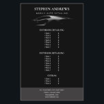 Auto Detailing Autowasserij Reparatie Prijslijst  Flyer<br><div class="desc">Een eenvoudig en stijlvol flyerontwerp voor een bedrijfslijst met zwarte achtergrond en silhouet van een luxe auto. Pas de details aan en maak het uw eigen. Een ideaal ontwerp voor autowasserij,  autowas,  autodecoratie,  mechanica,  autohandel,  ingenieur,  motorreparatie en -service,  auto-onderdelen enz.</div>