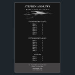 Auto Detailing Autowasserij Reparatie Prijslijst  Flyer<br><div class="desc">Een eenvoudig en stijlvol ontwerp voor een prijskaart van een bedrijf,  met een zwarte achtergrond en silhouet van een luxe auto. Pas de details aan en maak het uw eigen. Een ideaal ontwerp voor autowasserijen,  autowas,  autopoetsers,  mechaniciens,  autowerkplaatsen,  ingenieurs,  motorreparatie en -service,  auto-onderdelen enz.</div>