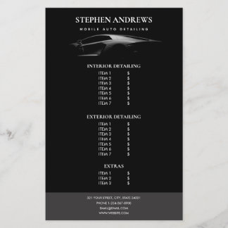 Auto Detailing Autowasserij Reparatie Prijslijst  Flyer