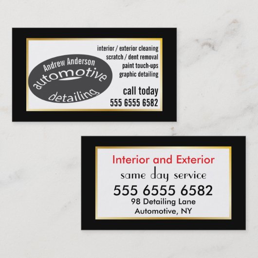 Auto Detailing Budget Waarde Kleurrijke Fab New Cu Visitekaartje (Voorkant / Achterkant)