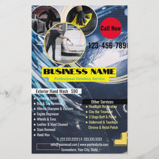 Auto Detailing Business Window Cling Flyer (Voorkant)
