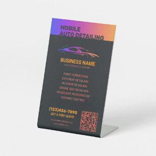Auto-detailing en autowas op maat reclamebord met voetstuk