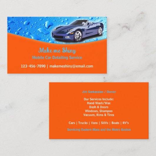 Auto Detailing met Water Drops Visitekaartje (Voorkant / Achterkant)