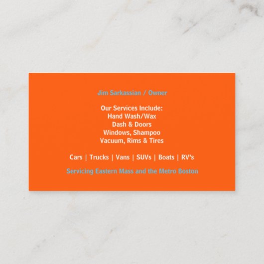 Auto Detailing met Water Drops Visitekaartje (Achterkant)