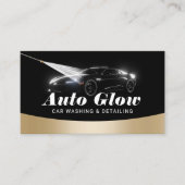 Auto Detailing Moderne Zwart & Goud Auto Reiniging Visitekaartje (Voorkant)