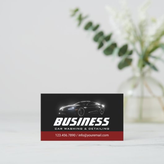 Auto Detailing Professionele Auto Wassen Zwart & R Visitekaartje (Staand voorkant)