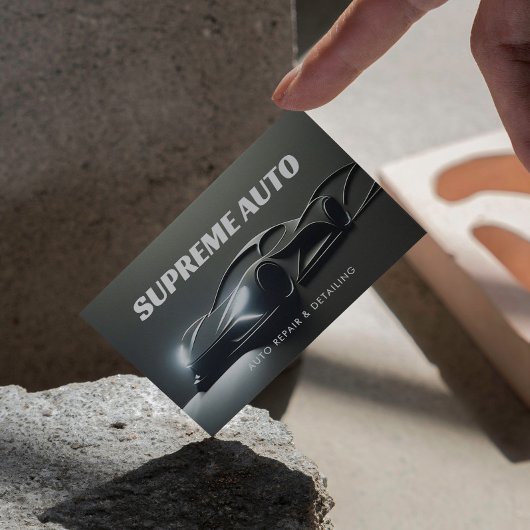 Auto Detailing, Reparatie, Auto Shop 3D Grijs Mode Visitekaartje