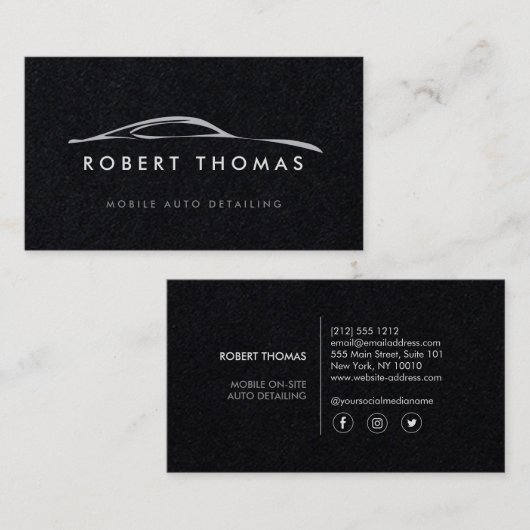 Auto Detailing, Reparatie op zwart papier Visitekaartje (Voorkant / Achterkant)