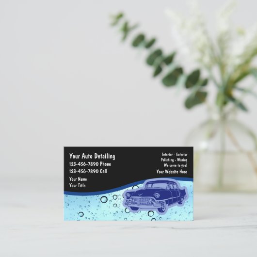 Auto Detailing Retro Visitekaartjes (Staand voorkant)