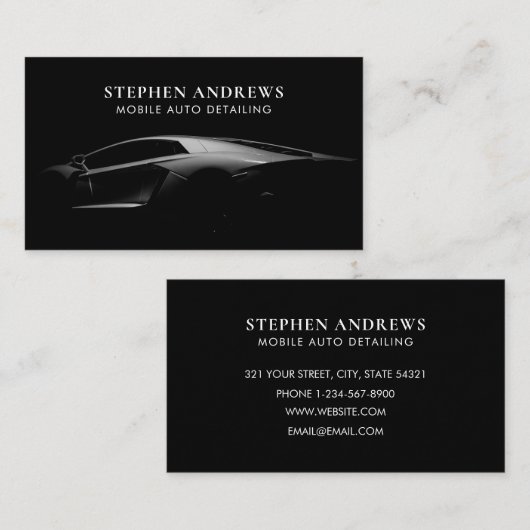 Auto Detailing Schoonmaak Auto Reparatie Zwart Lux Visitekaartje (Voorkant / Achterkant)