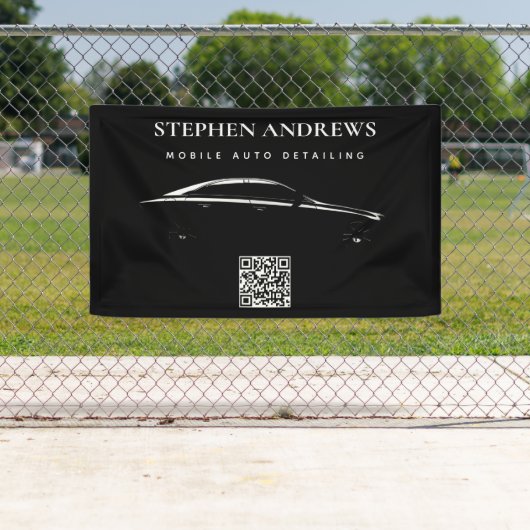 Auto Detailing Schoonmaken Auto Reparatie Logo QR  Spandoek (Insitu)
